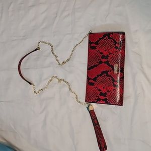 ALDO Black and Red Snake Print Clutch